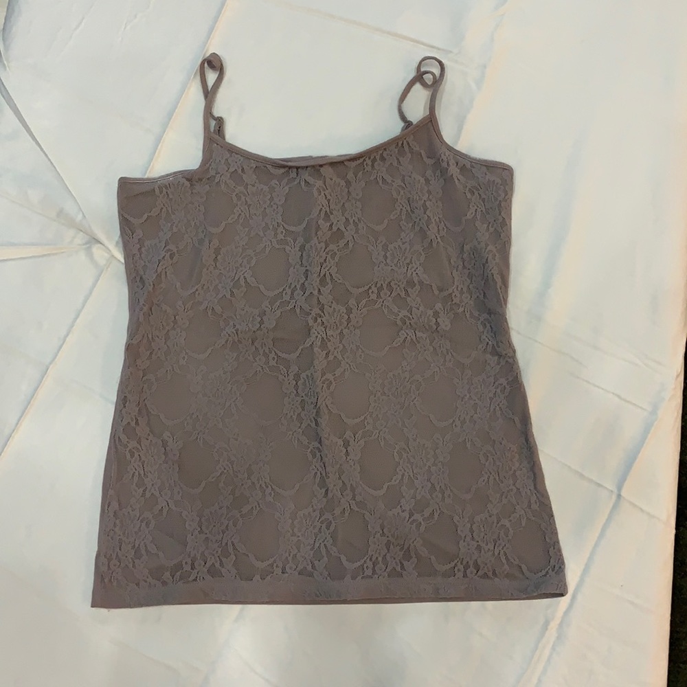Taupe lace front tank top